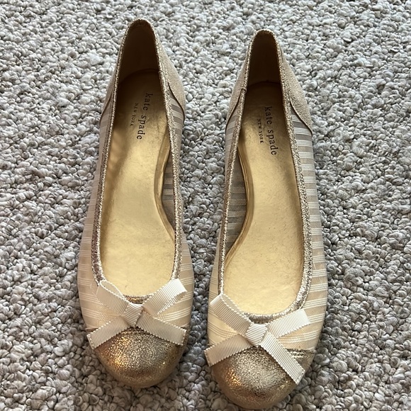 Kate Spade gold flats size 8 - Picture 1 of 9